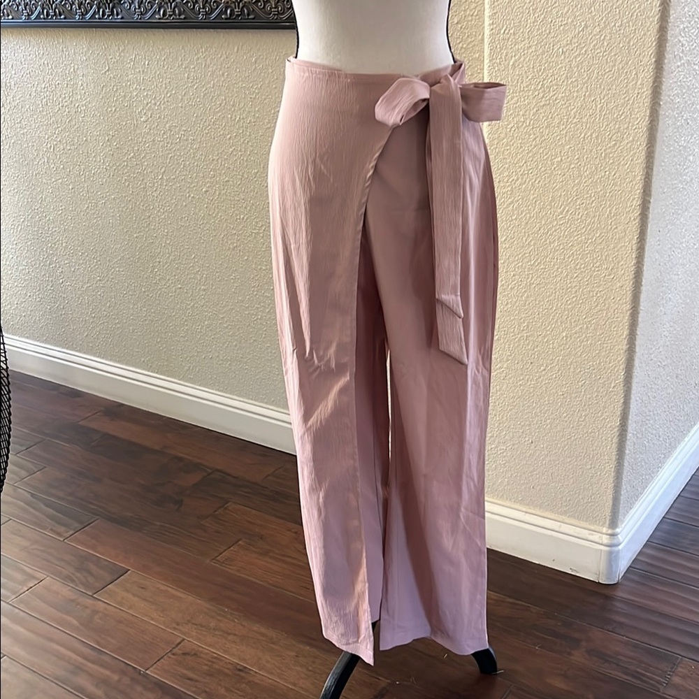 SHEIN Blush Tie-Waist Pants - Picture 2 of 4